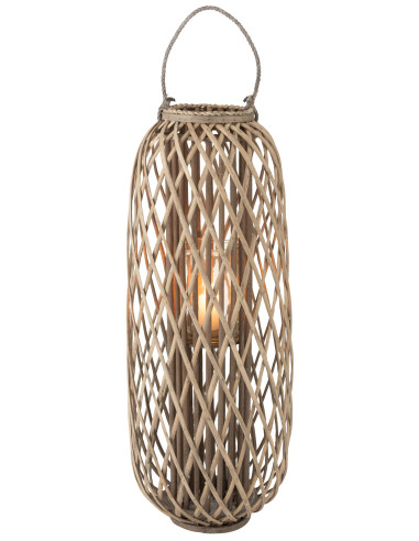 Lanterne en bois de saule gris de grande taille