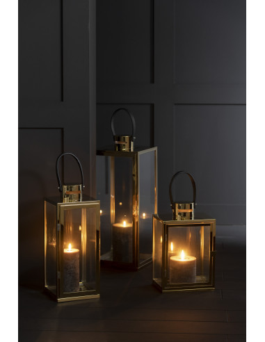 Carré de lanterne en métal/verre doré