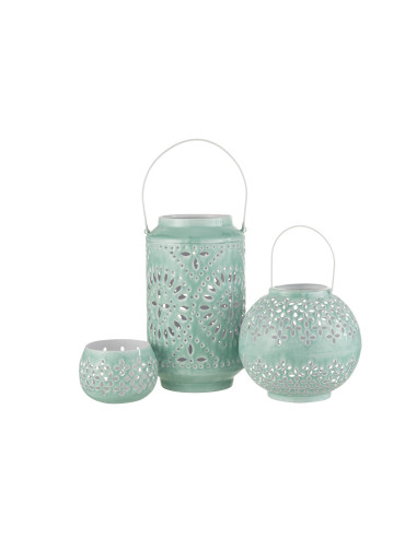 Lanterne en fer perforé bleu de haute performance