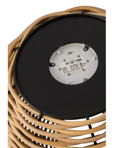 Lanterne tissée en plastique naturel à LED de taille moyenne