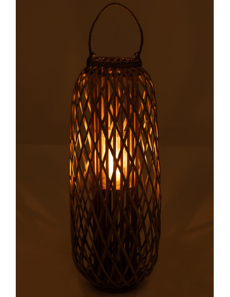 Lanterne en bois de saule gris de grande taille Lanterne en bois de saule gris de grande taille