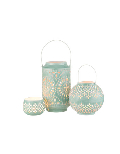 Lanterne en fer perforé bleu de haute performance