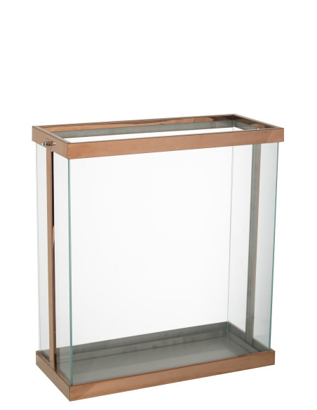 Lanterne rectangulaire Enma en fer/verre cuivré, grande