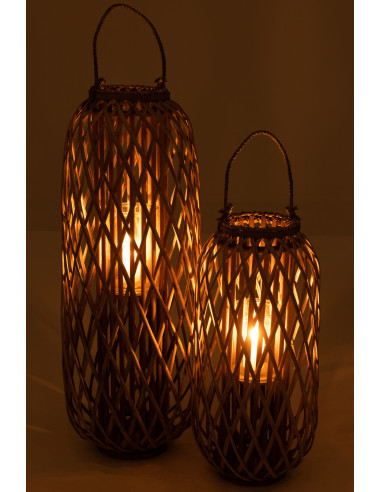 Lanterne en bois de saule gris de grande taille