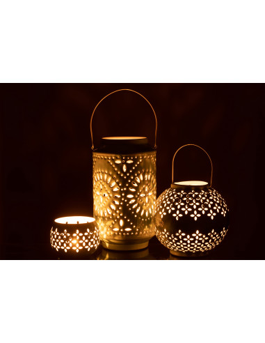 Lanterne en fer perforé bleu de haute performance