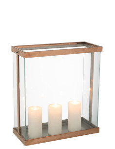 Lanterne rectangulaire Enma en fer/verre cuivré, grande 2