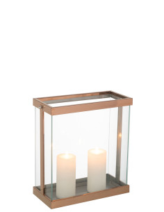 Lanterne rectangulaire Enma en fer/verre cuivre petit 2