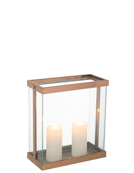 Lanterne rectangulaire Enma en fer/verre cuivre petit