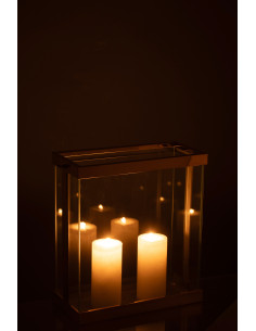 Lanterne rectangulaire Enma en fer/verre doré petit 2