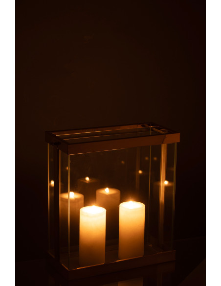 Lanterne rectangulaire Enma en fer/verre doré petit