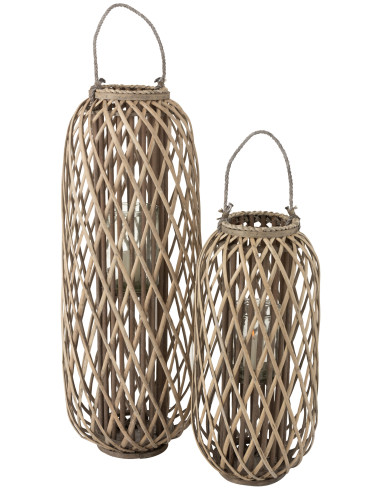 Lanterne en bois de saule gris de grande taille