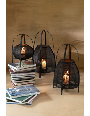 Lanterne Capuche Bambou Noir - L