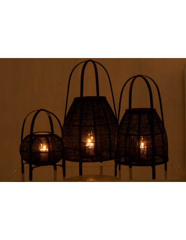 Lanterne Capuche Bambou Noir - L