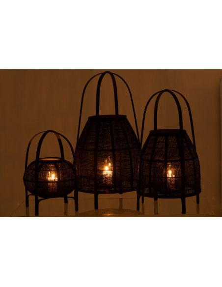 Lanterne Capuche Bambou Noir - L Lanterne Capuche Bambou Noir - L