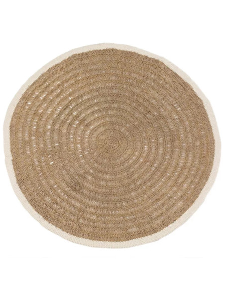 Tapis Rond en Seagrass & Coton - Blanc Naturel - 200