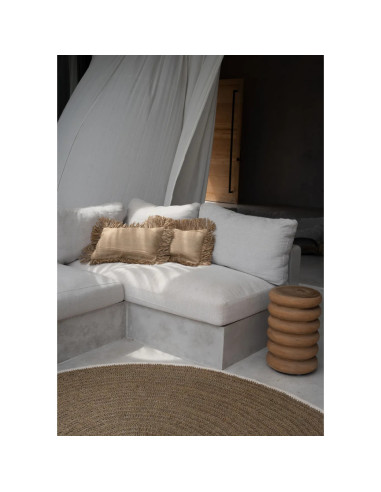 Tapis Rond en Seagrass & Coton - Blanc Naturel - 200