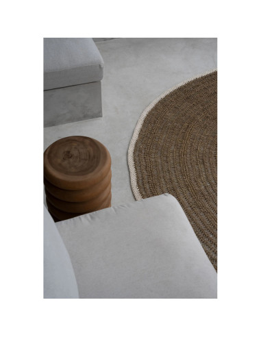 Tapis Rond en Seagrass & Coton - Blanc Naturel - 200