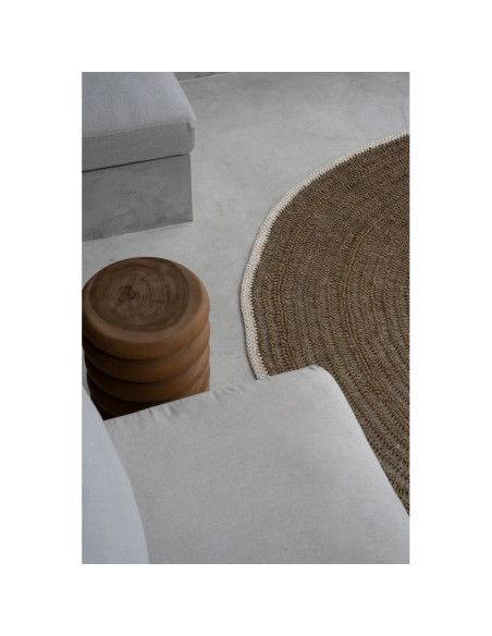 Tapis Rond en Seagrass & Coton - Blanc Naturel - 200