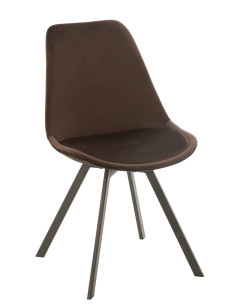 Chaise Hélène en métal/textile marron foncé