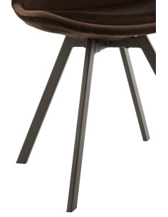 Chaise Hélène en métal/textile marron foncé 2
