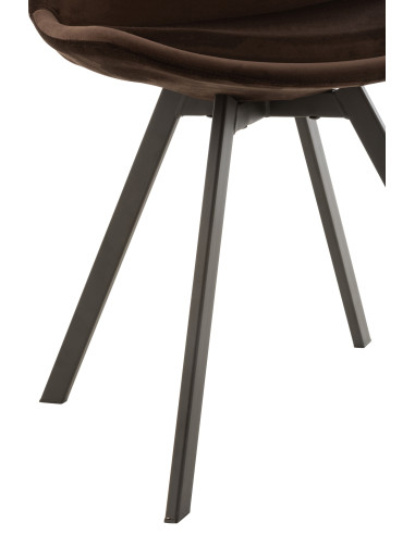 Chaise Hélène en métal/textile marron foncé