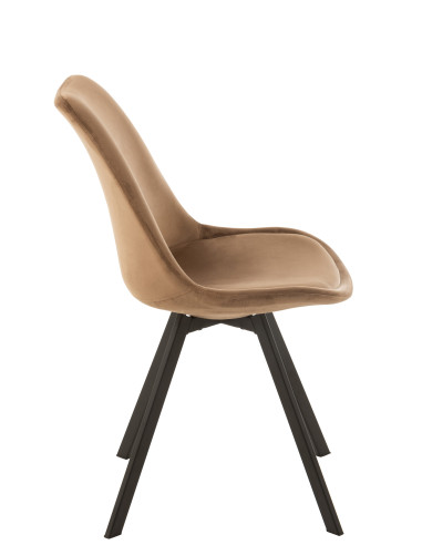 Chaise Hélène en métal/textile marron