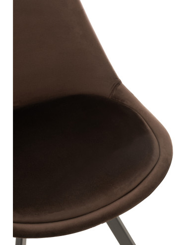 Chaise Hélène en métal/textile marron foncé