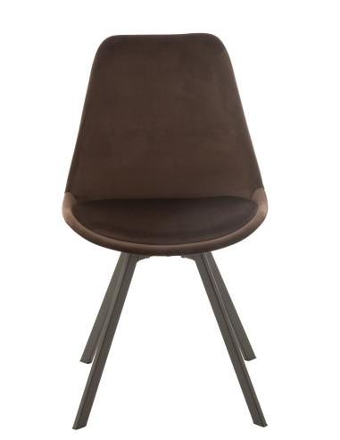 Chaise Hélène en métal/textile marron foncé