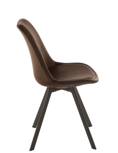Chaise Hélène en métal/textile marron foncé