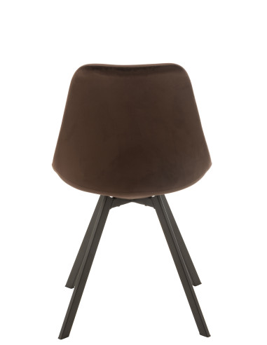 Chaise Hélène en métal/textile marron foncé