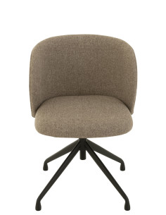 Chaise Pivotante/Relevable en Lin Marron Foncé/Beige 2