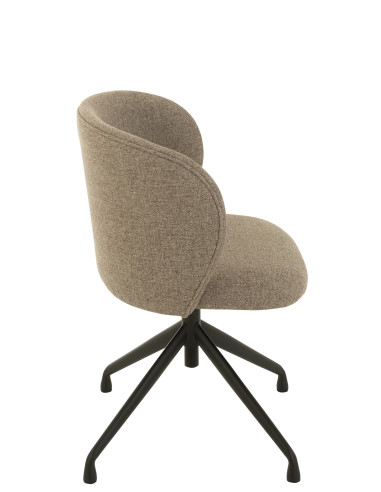 Chaise Pivotante/Relevable en Lin Marron Foncé/Beige