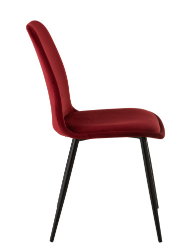 Chaise Claire en métal/textile bordeaux