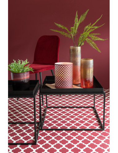 Chaise Claire en métal/textile bordeaux