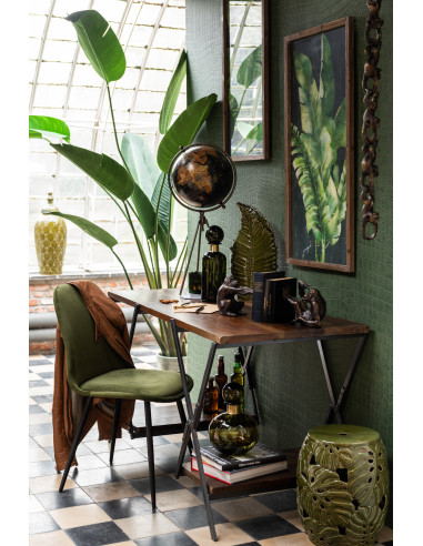 Chaise Claire en métal/textile vert