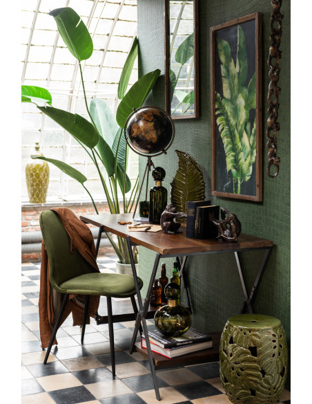 Chaise Claire en métal/textile vert