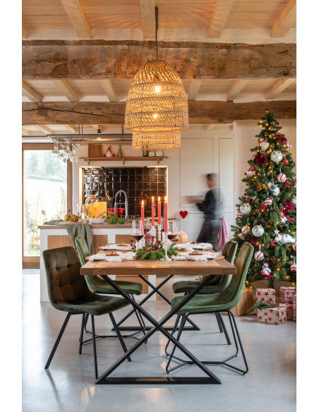 Chaise Claire en métal/textile vert