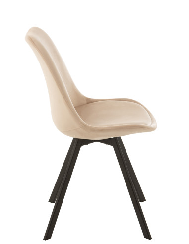 Chaise Hélène en métal/textile beige