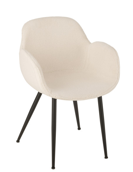 Chaise de salle à manger en tissu/métal blanc Chaise de salle à manger en tissu/métal blanc