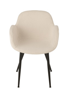 Chaise de salle à manger en tissu/métal blanc 2