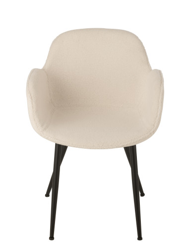 Chaise de salle à manger en tissu/métal blanc