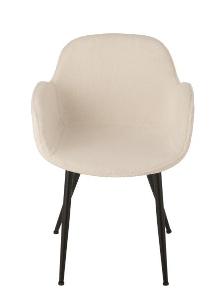 Chaise de salle à manger en tissu/métal blanc Chaise de salle à manger en tissu/métal blanc