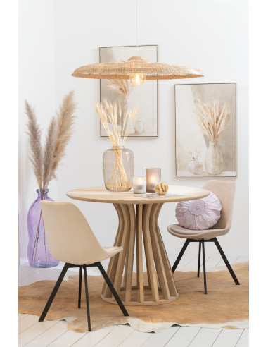 Chaise Hélène en métal/textile beige