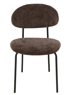 Chaise de salle à manger en textile/métal marron foncé 2