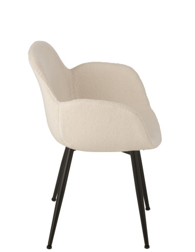 Chaise de salle à manger en tissu/métal blanc