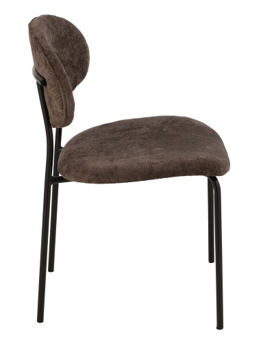 Chaise de salle à manger en textile/métal marron foncé