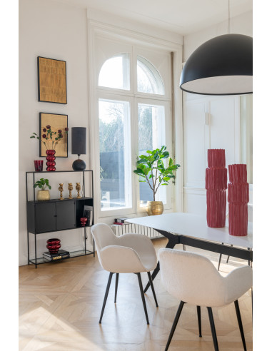 Chaise de salle à manger en tissu/métal blanc