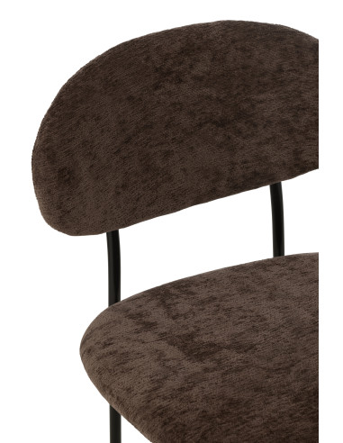 Chaise de salle à manger en textile/métal marron foncé