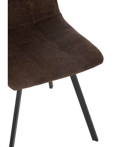 Chaise de salle à manger Clark en métal/polyester marron