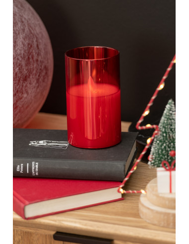 Lampe à LED en verre rouge brillant petite